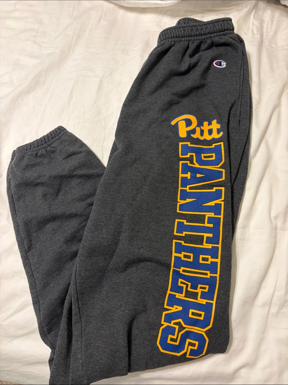 Champion Gray Pitt Panthers Sweatpants with Blue & Gold Logo